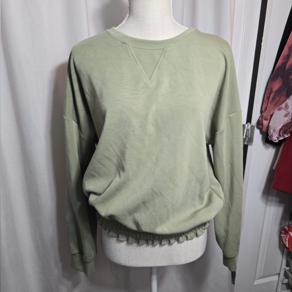 Cynthia Rowley bonded stretch pullover sweatshirt in sage green Sz L
